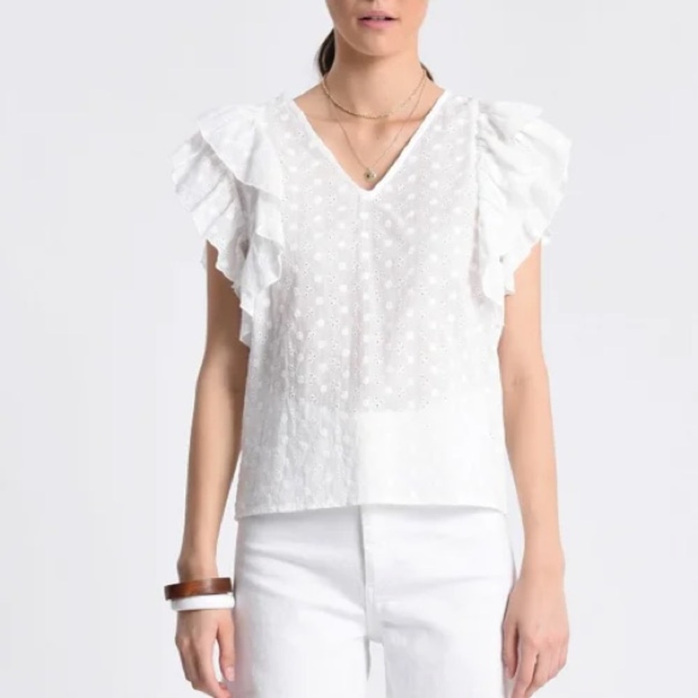MOLLY BRACKEN Woven Eyelet Top